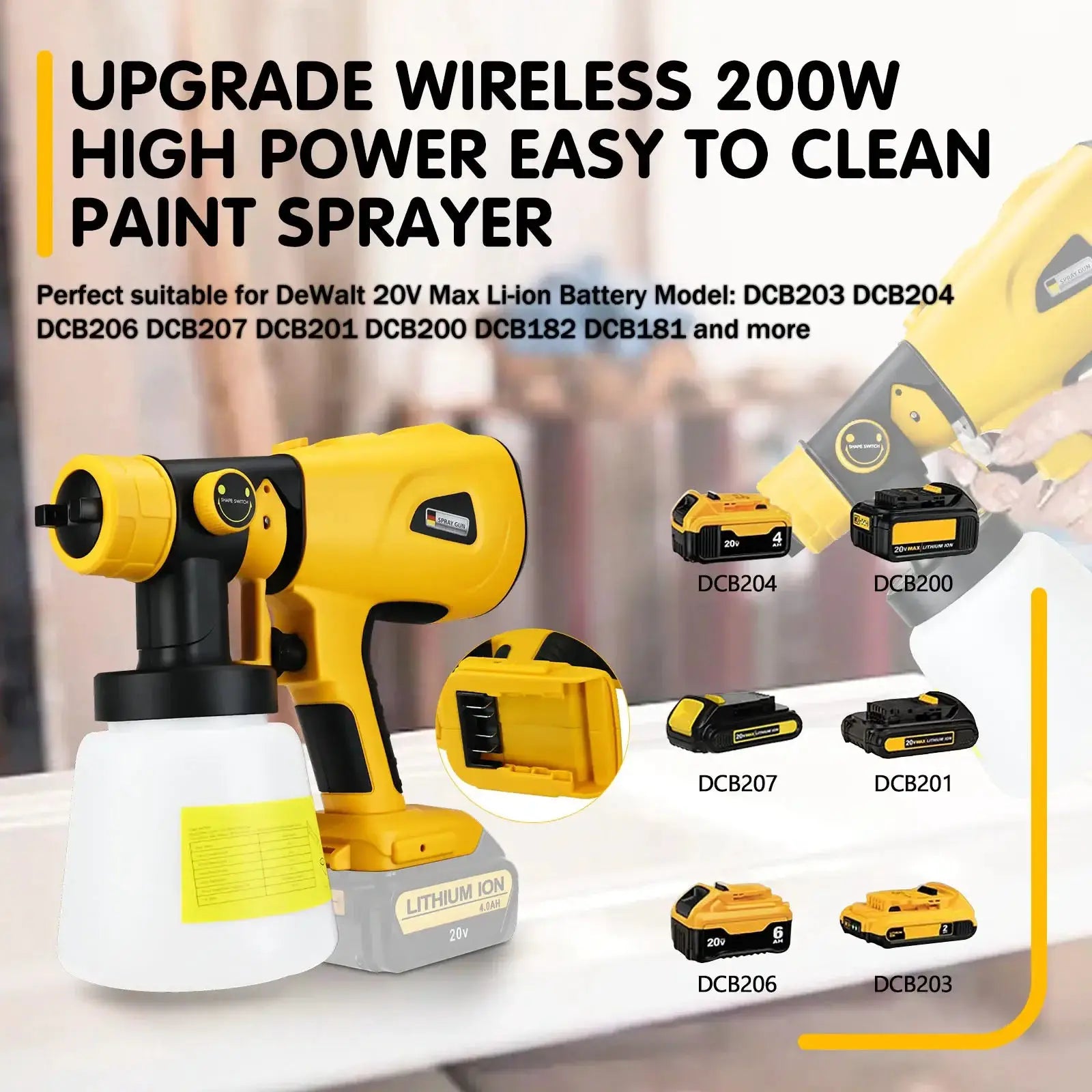 Cordless HVLP Electric Spray Gun 20V 1000ML Paint Pro