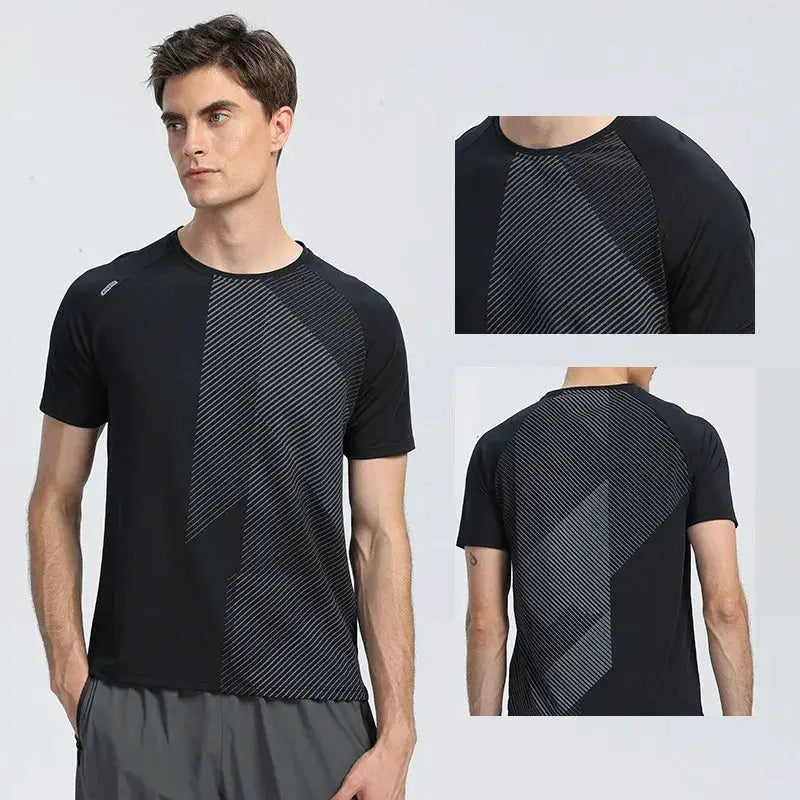 Quick Dry Men Running T Shirt Breathable Sports Top Gym