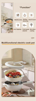 4.5L Smart Electric Wok Multi-Function Pot 220V Large Capacity