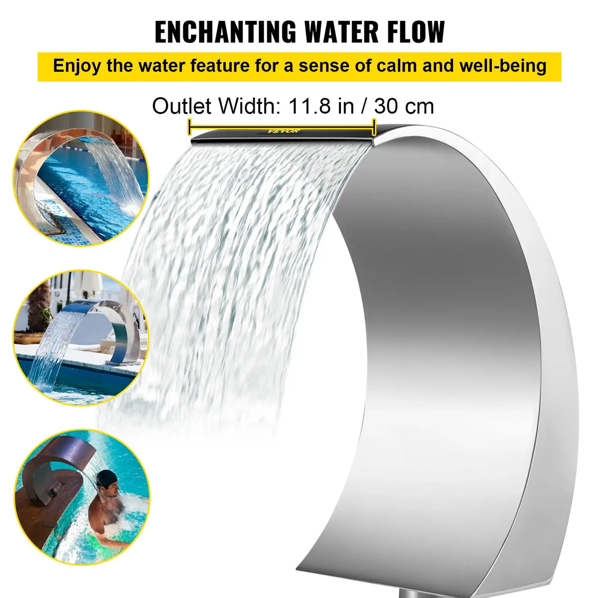 Half Moon Stainless Steel Pool Fountain — product image 5