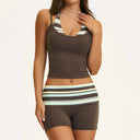 Fitness Set Women Stripes Polka Dot Capri