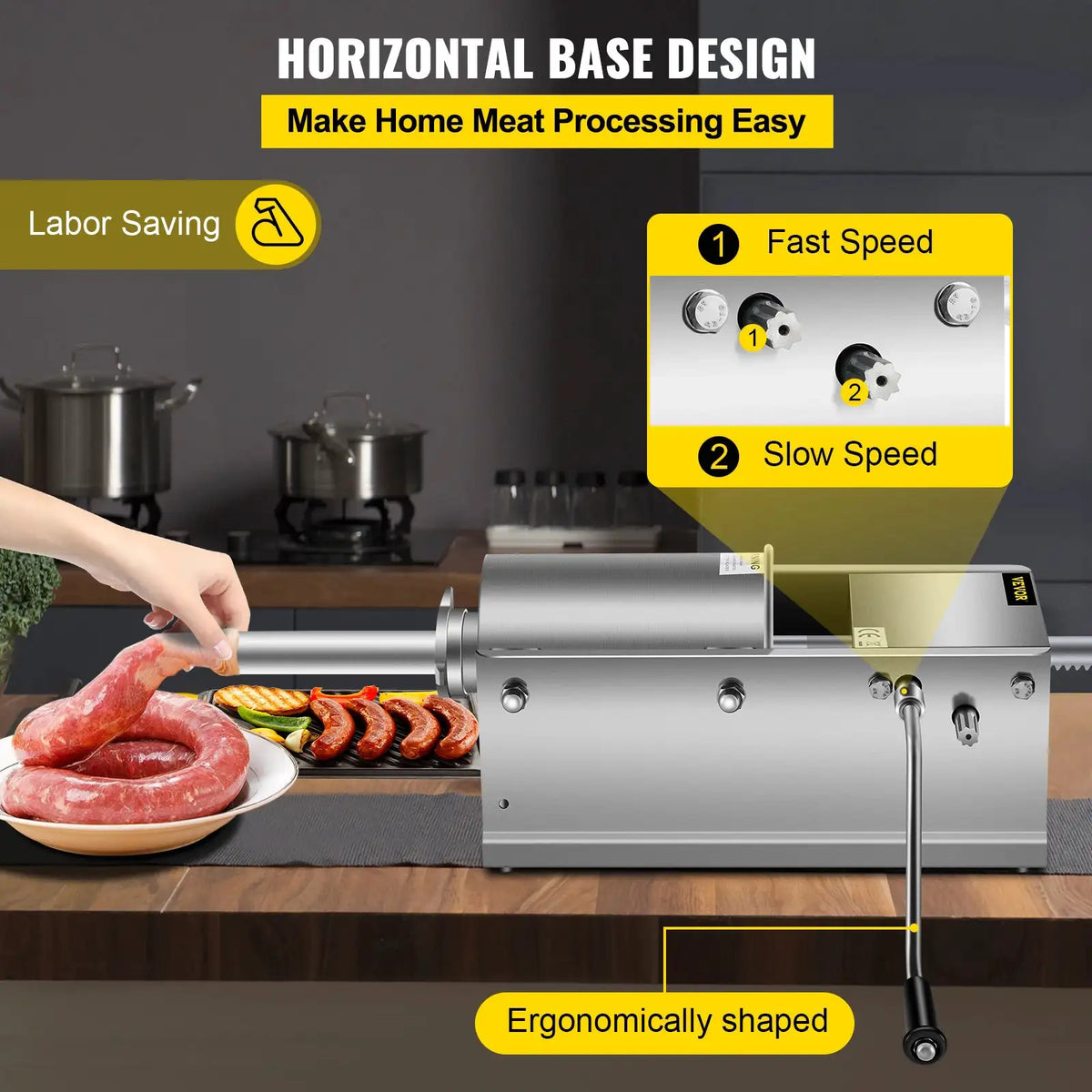 SucceBuy Horizontal Sausage Stuffer Manual Sausage Maker — product view 4