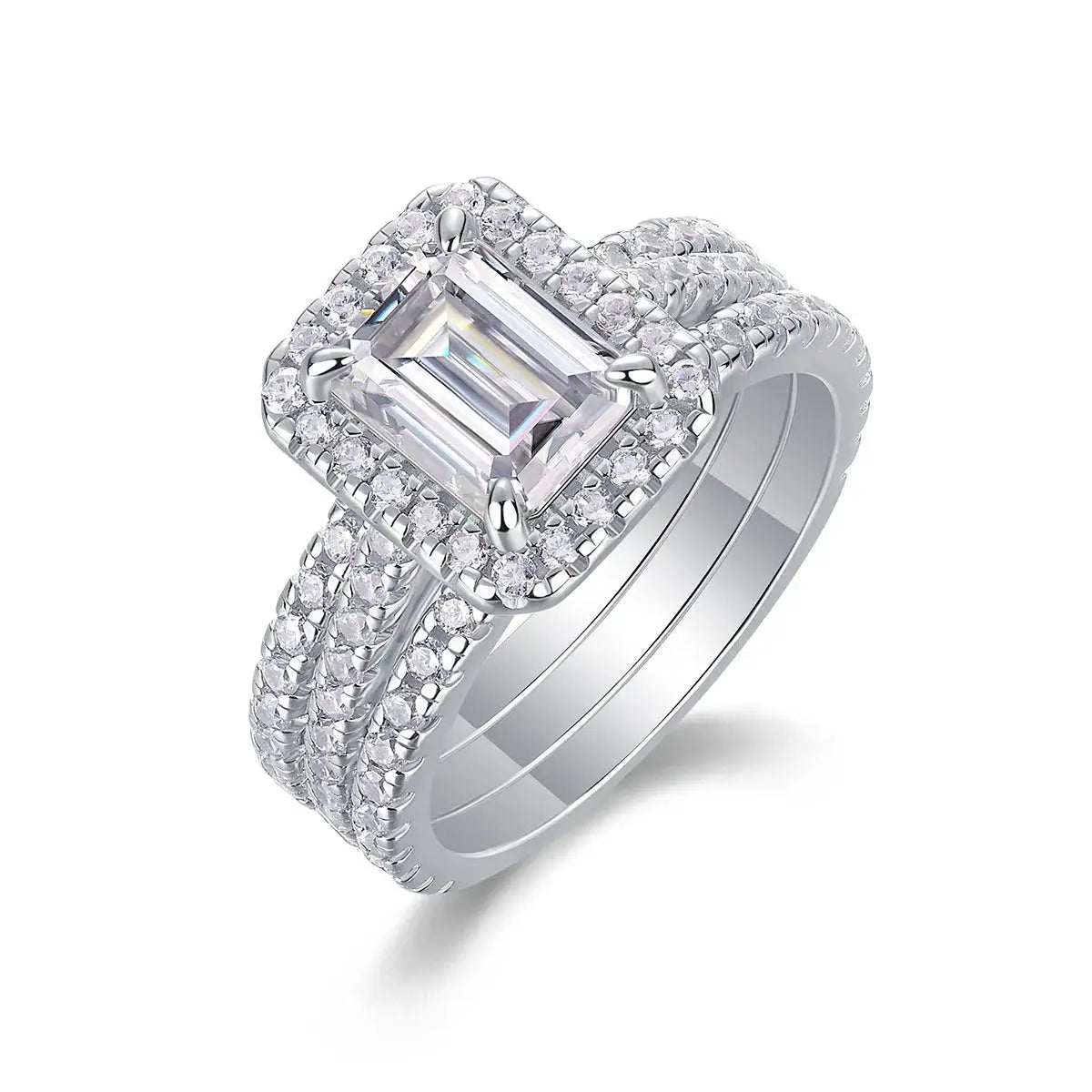 Sterling Silver Silver Square Moissanite Rings — product image 7