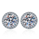 Moissanite Earrings in Sterling Silver Round