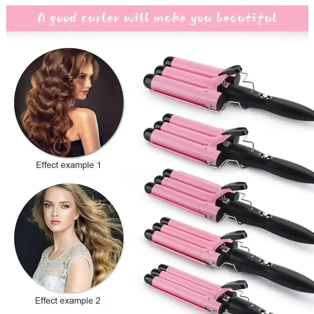 Ceramic Triple Barrel Hair Waver Curling Iron Professional