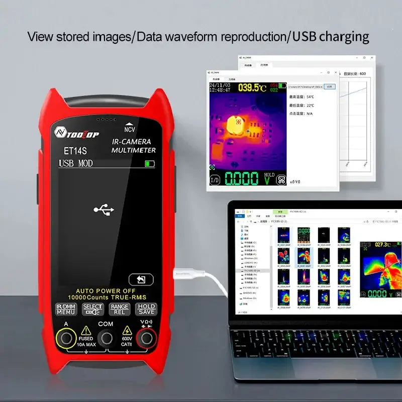 TOOLTOP ET14S Handheld ISR 240x240 Thermal Imager Camera 2.8Inch AC/DC Multimeter Automotive Pipline Eletrical Fault Detection
