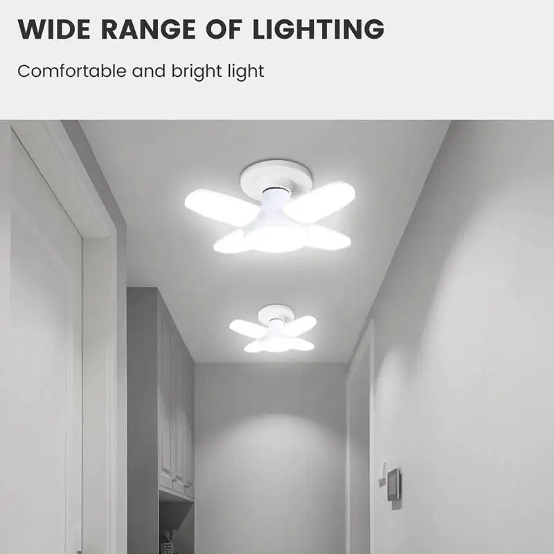 E27 Fan Shape Foldable 28W LED Bulb AC220V/110V Deformation for Home Ceiling Lights Warehouse and Garage White Light 6500K Bulb