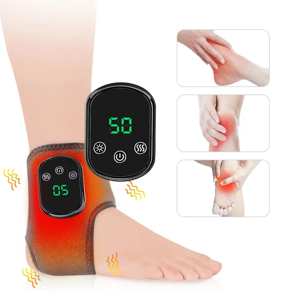 Electric Foot Ankle Massager Vibration Relaxation Warm Hot Compress Ankle Brace Joint Support Muscle Relieve Ankle Protection
