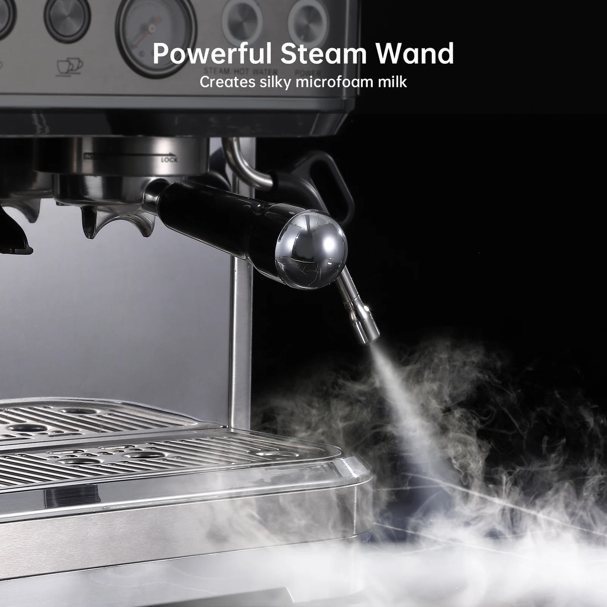 Espresso Machine with Grinder, Stainless Steel Coffee Machine — product view 3