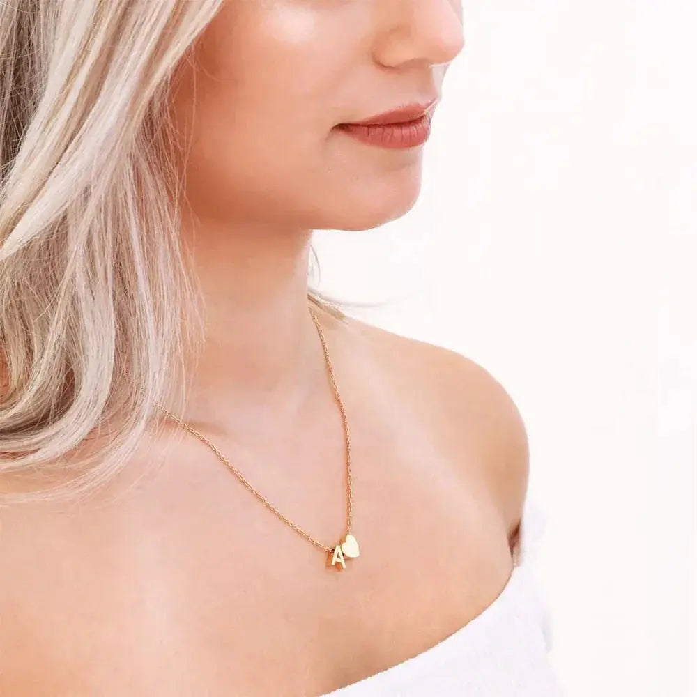 Emanco 6mm Heart Dainty Initial DIY Necklace Gold Color