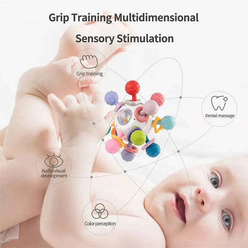 Rotating Rattle Ball Silicone Teether Baby Development Toy