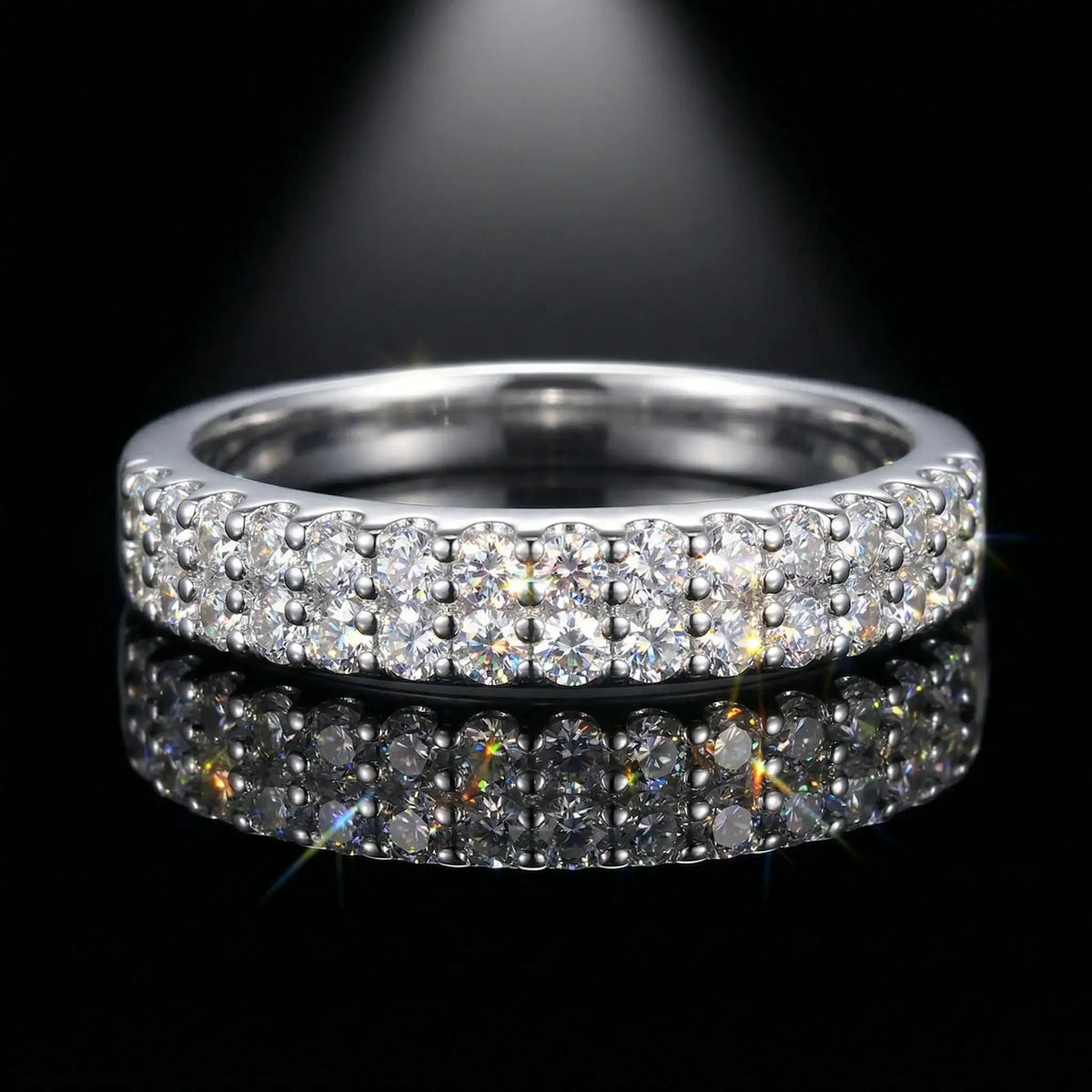 Moissanite Ring in Sterling Silver Pave — product view 1
