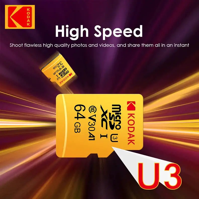 100% Original Kodak Memory Card 256GB 128GB 64GB 32GB TF Flash Card High Speed Class 10 UHS-I Micro Flash SD Card