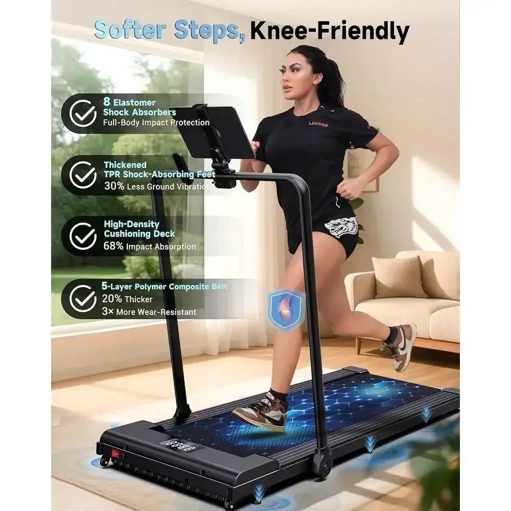 8.7 MPH Walking Pad Treadmill with BLDC Motor, 6'47x16 Long Desk, Compact Under Desk Exercise Machine with Remote Control
