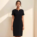Polished V-Neck Dress for Women at Work