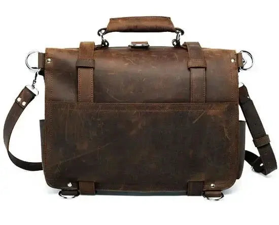 Crazy Horse Leather Duffle Bag for Men Vintage Travel Tote