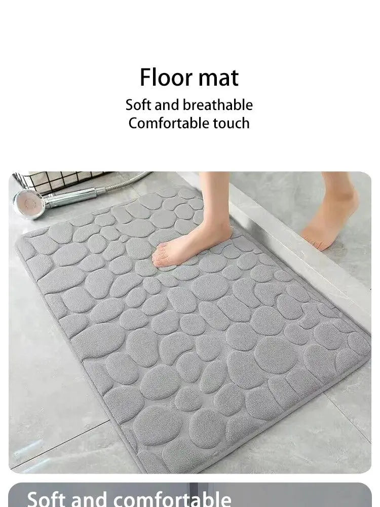 Embossed Pebble Bath Rug Non Slip Memory Foam Mat 24x17