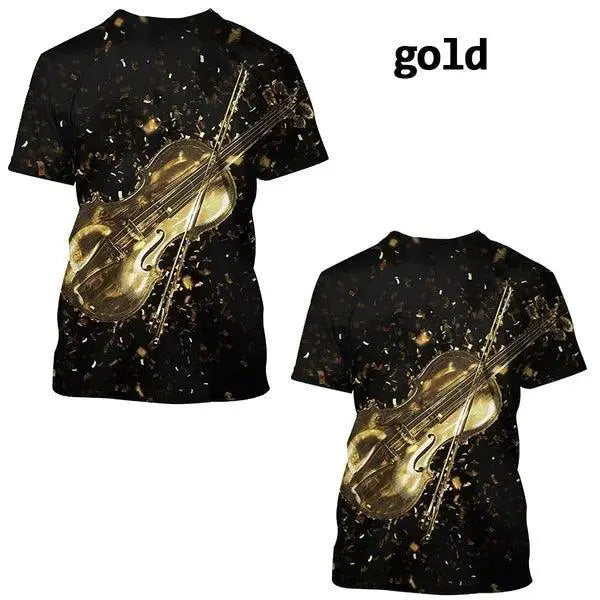 Funny Violin Print Tee For Women And Men Musical Instruments