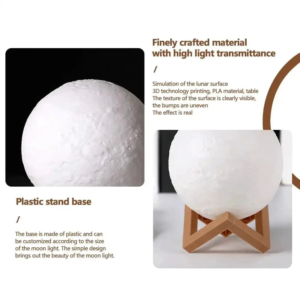 Color Changing 3D Printed Moon Lamp LED Night Light
