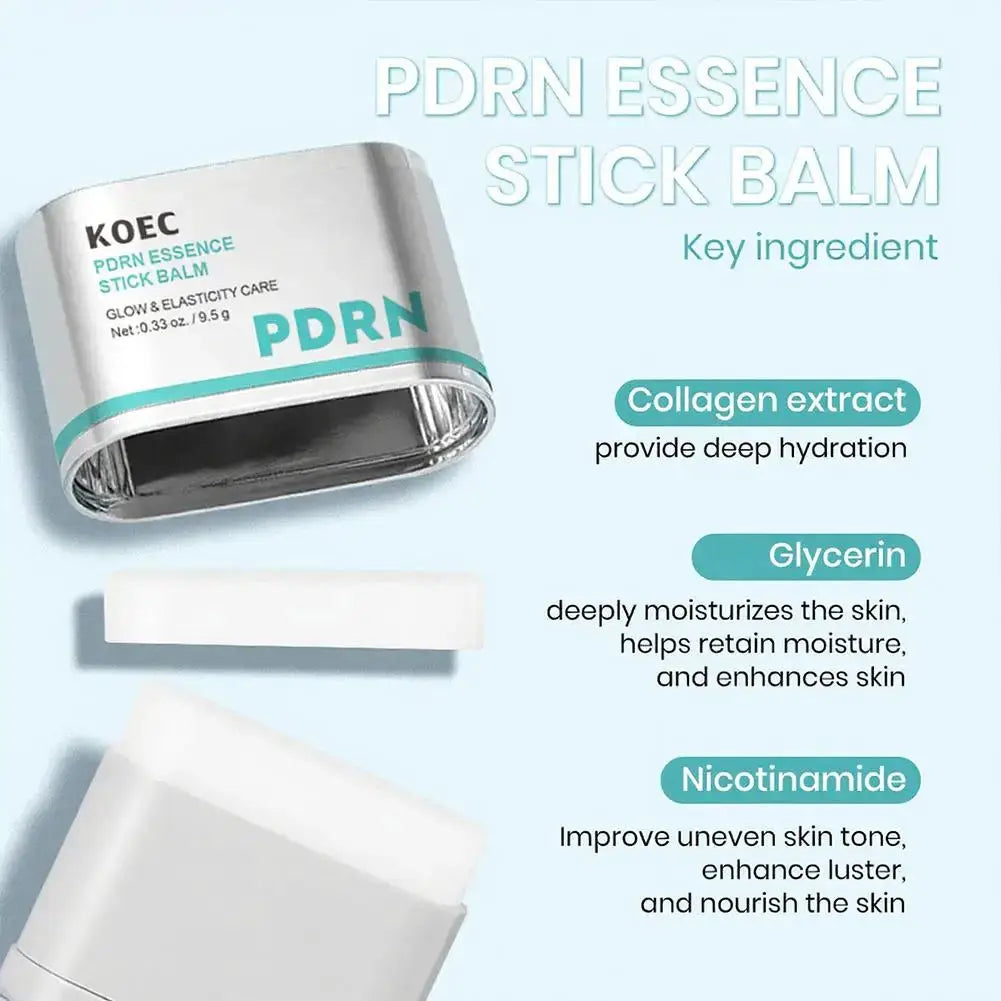 KOEC Portable PDRN Essence Stick Balm Collagen Niacinamide Glycerin, Moisturizing Glowing Firming Anti-Wrinkle Elasticity Boost