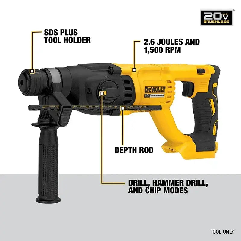 DCH133 20V Brushless Rotary Hammer Tool Lightweight Design