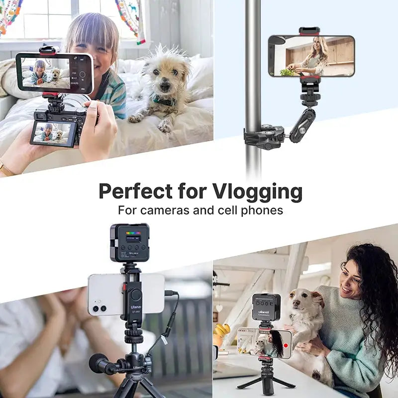 Ulanzi ST-06S Vertical Shooting Phone Mount Holder for DSLR Camera Monitor Mount Tripod Mount Clamp for Smartphone Vlog Shooting