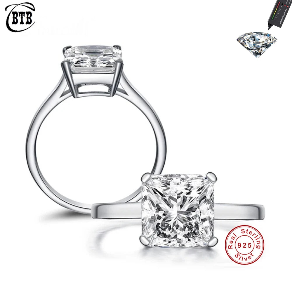 Princess Moissanite Ring in Sterling Silver Cbtb — product view 1