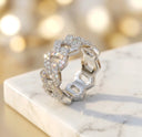 Ice Pave Cuban Chain CZ Ring, Men's Street Hip Hop
