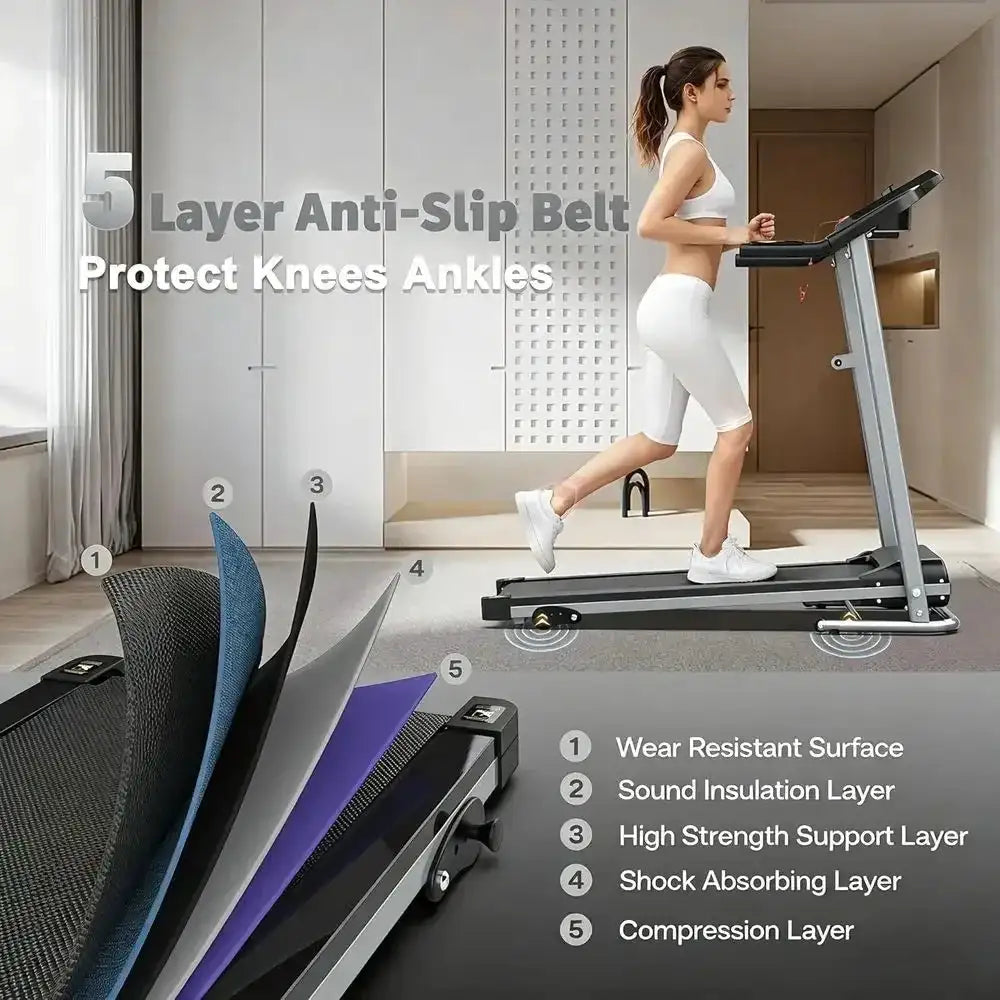 Incline Walking Pad Treadmill 3.0 HP, Quiet, Supports 350 lbs, App-Enabled, Pulse Sensor, LCD Display Holder