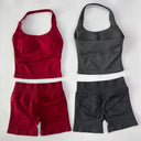 Gym Set Women Backless Halter High Waist Seamless