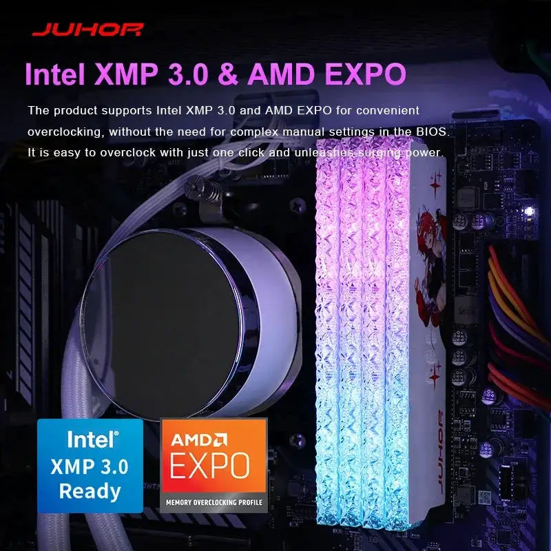 JUHOR DDR5 RGB 2x16GB Kit 6800MHz UDIMM Gaming Memory