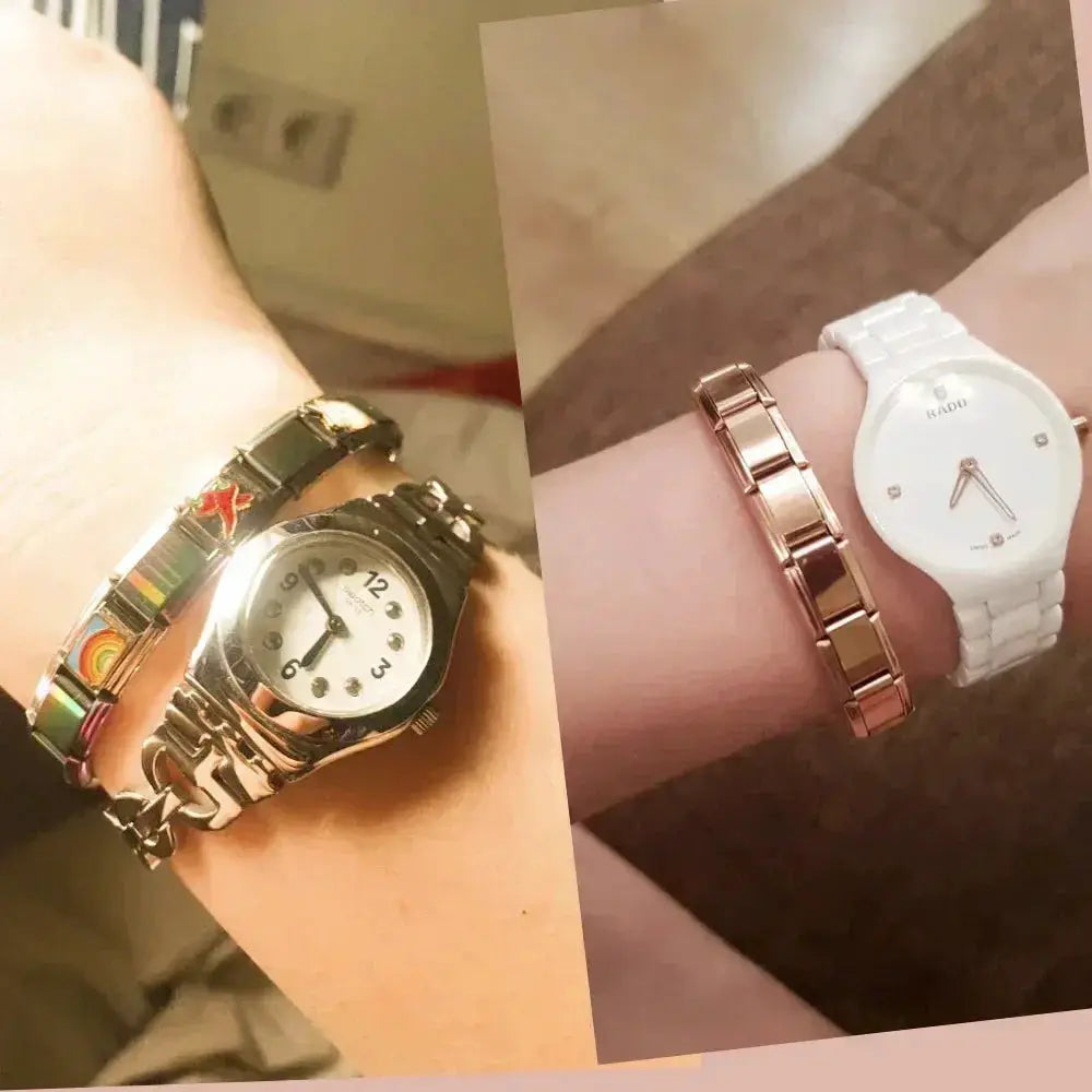 Hapiship 9mm Width Italian Elastic Charm Bracelet For Women