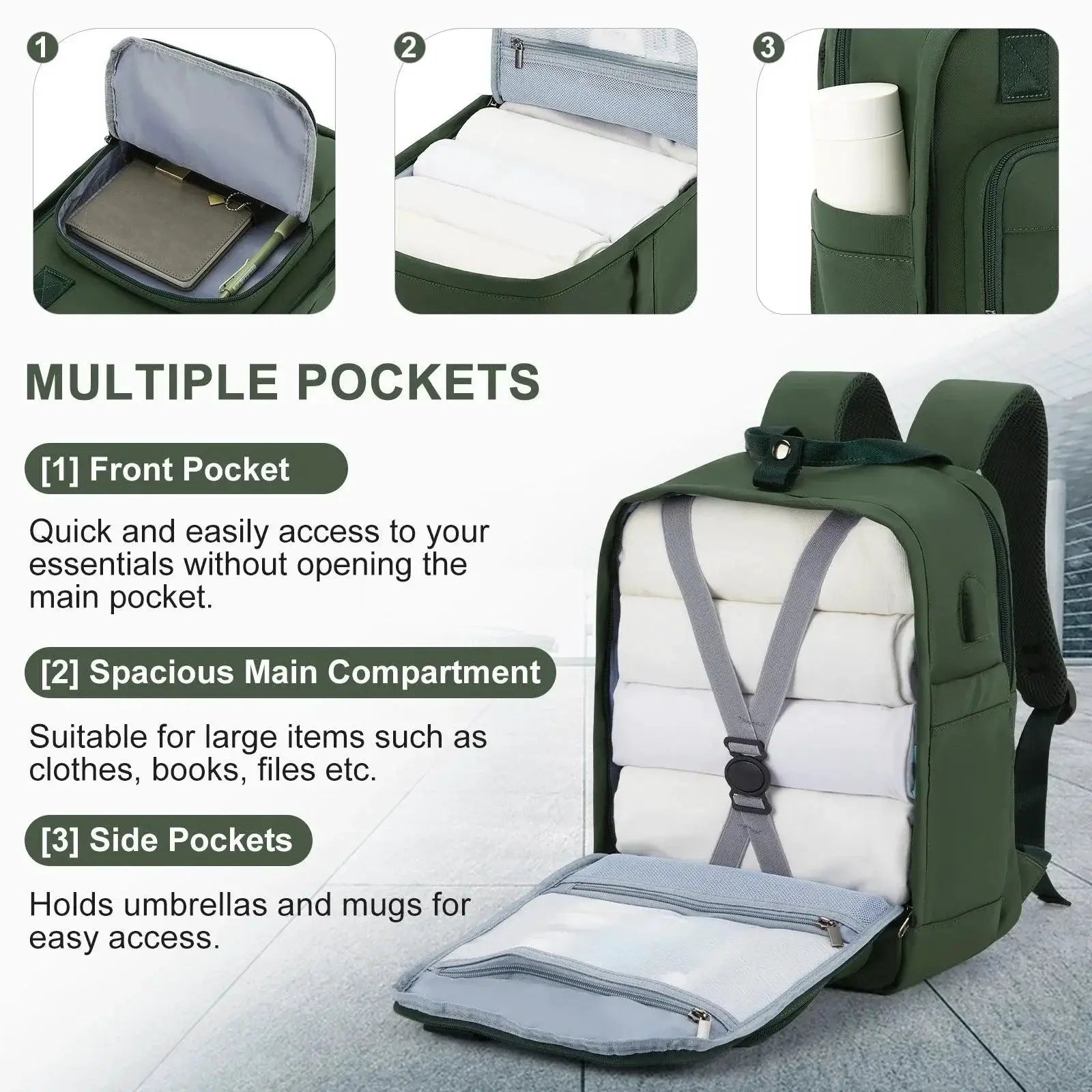 Lightweight Waterproof Travel Backpack USB Charging Port