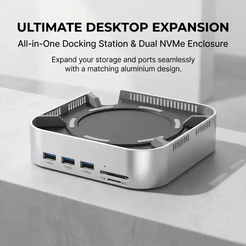 Desktop Work Base with Storage Room, Screen Linking, and File Access For Mini4