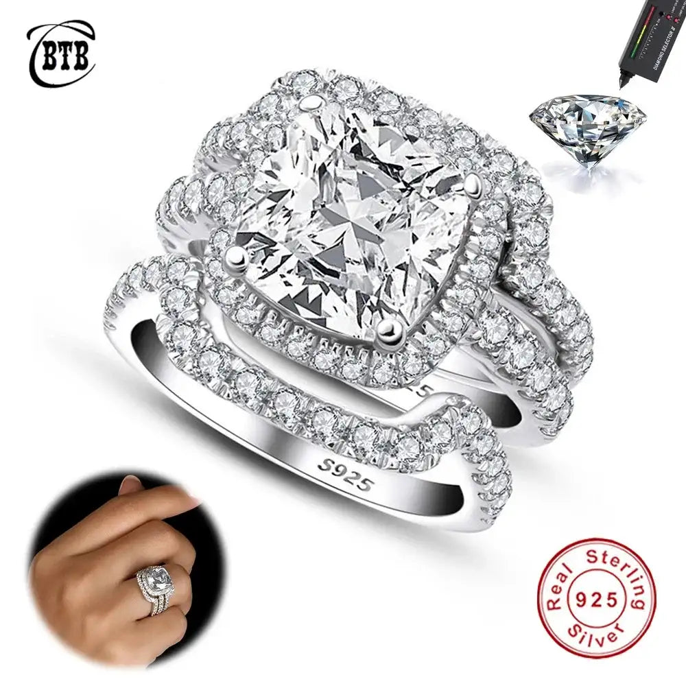 Square Moissanite Ring in Sterling Silver Cbtb — product view 2
