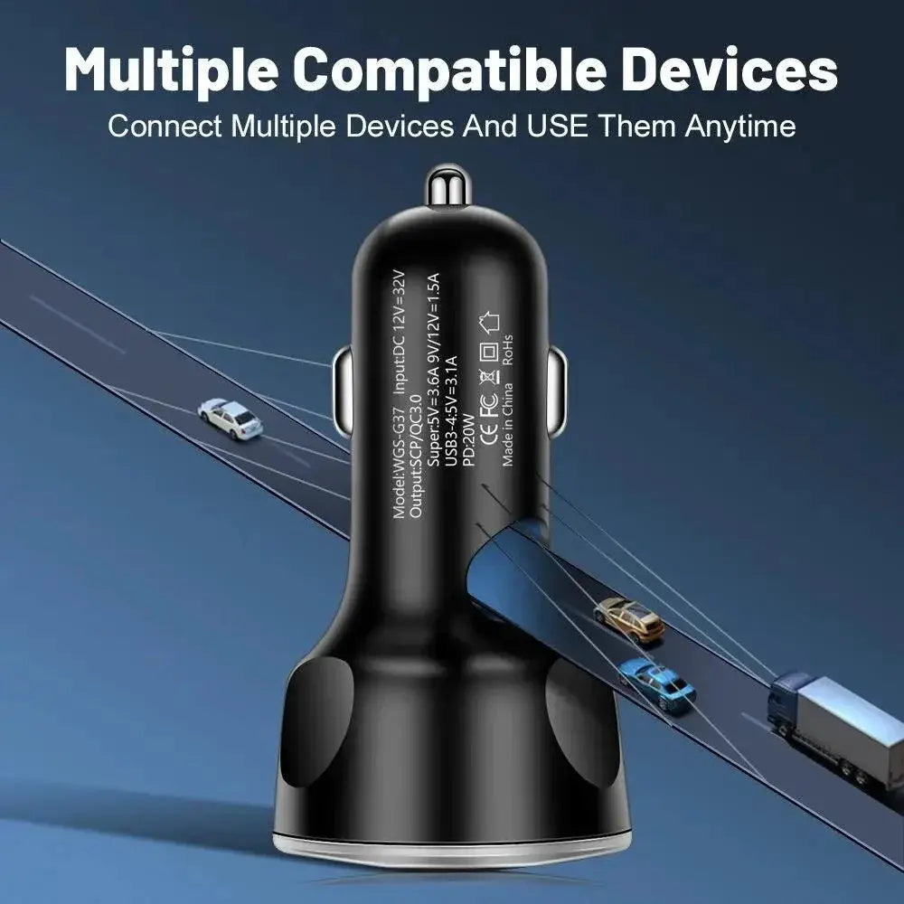 Car Charger Type C Fast Charging Power Boost Display