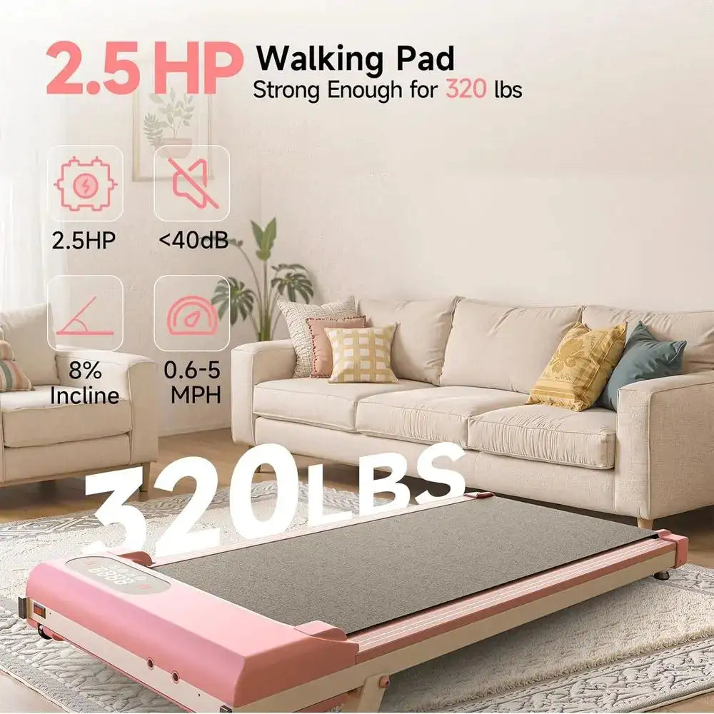 Portable 3.5HP Incline Walking Pad with Handlebars, Ultra Quiet Under Desk Treadmill for Home Office, 330LB Capacity, Wide Belt,