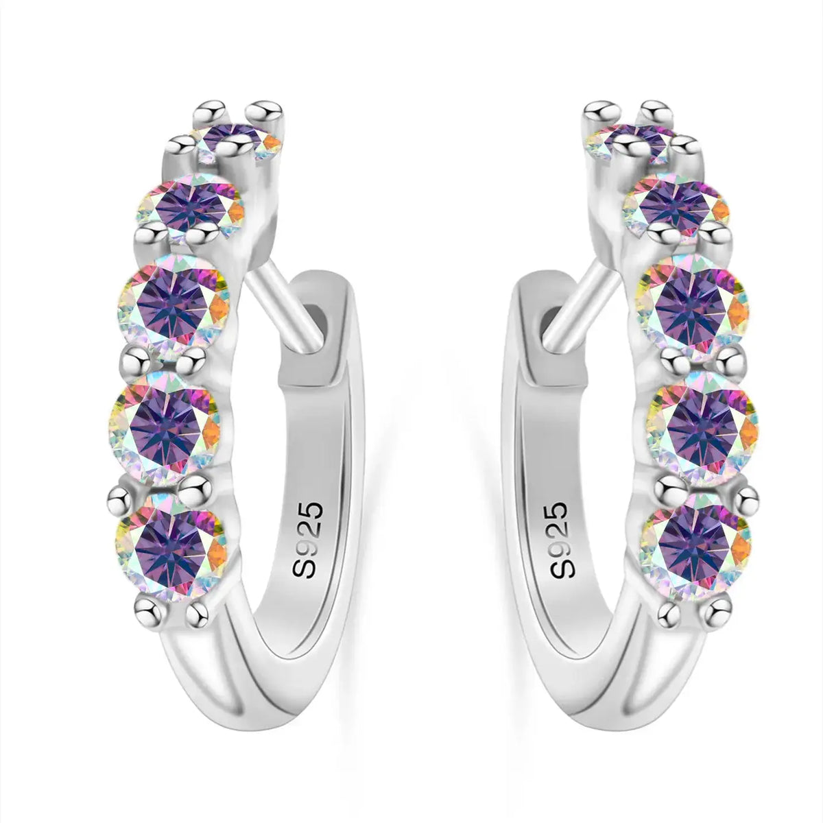 Moissanite Earrings in Sterling Silver Total Round — product view 2