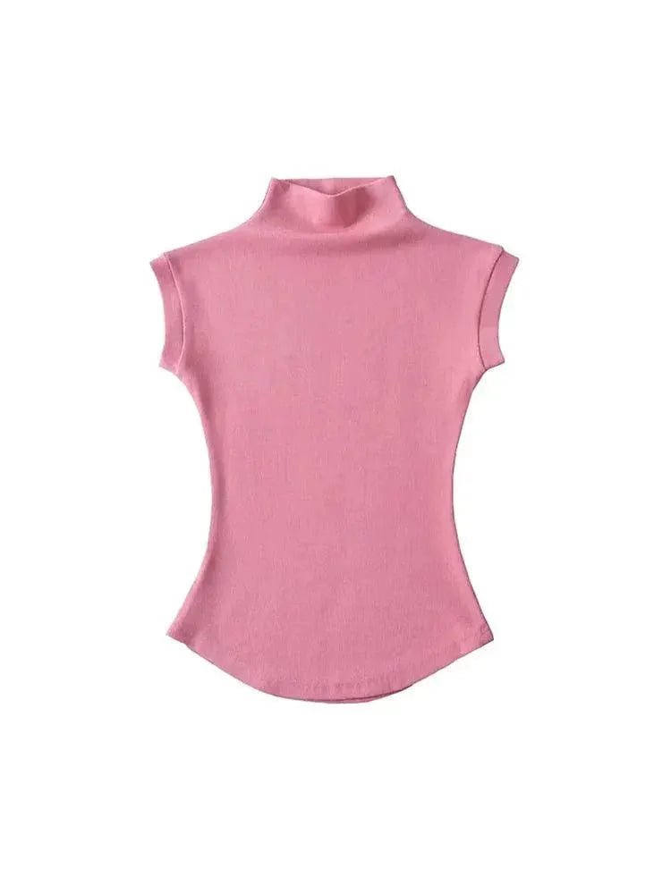 Sleek Sleeveless Turtleneck Top Chic Streetwear Icon