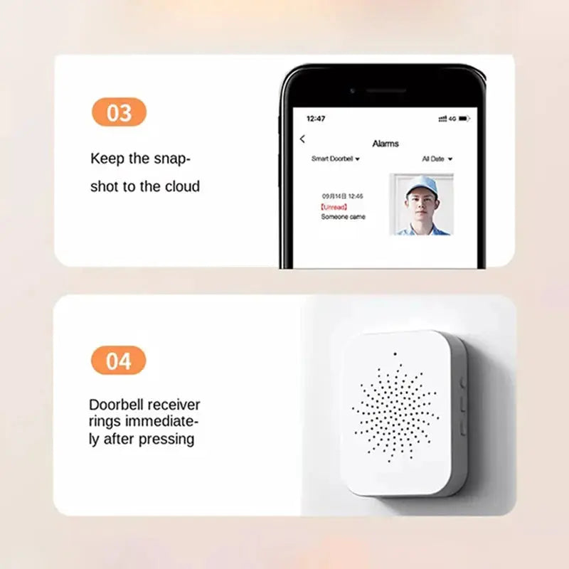 Tuya WiFi Video Doorbell Smart Home Door Bell Wireless Rechargeable Battery Outdoor HD Camera Two-Way Audio Visual Doorbell by stepyours.com