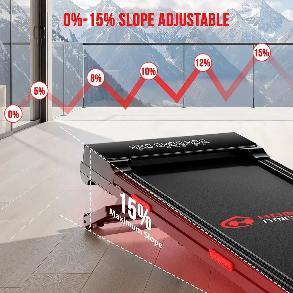 Walking Pad Treadmill 15% Auto Incline with Remote Control LED Screen Under Desk Treadmill, Compact Treadmills for Home Hiking
