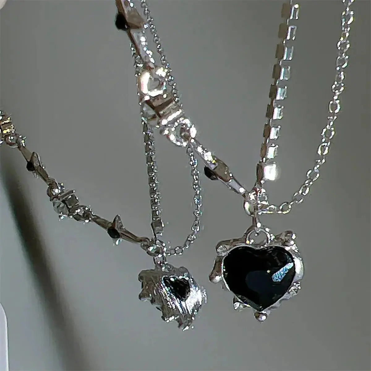 Crystal Heart Necklace Shiny Collarbone Chain Jewelry Women