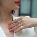 Sterling Silver Silver Square Moissanite Rings