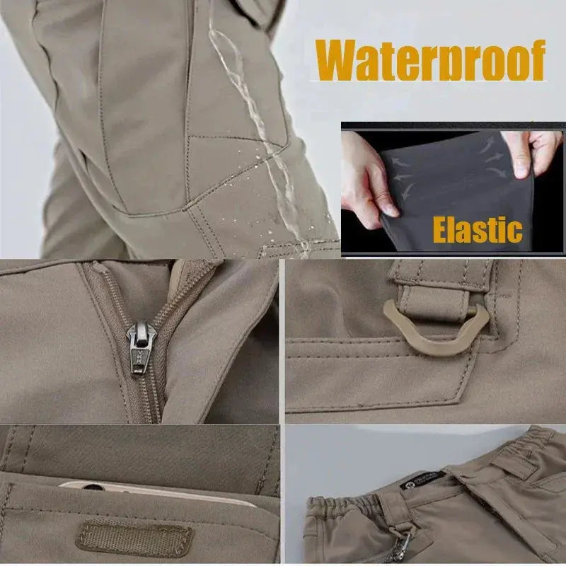 Men Elastic Quick Dry Cargo Pants For Hiking Trekking