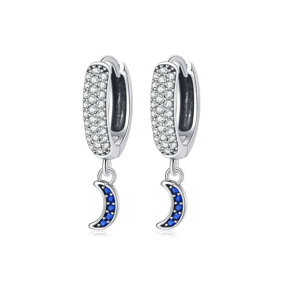 Sterling Silver Hoop Earrings Crystal