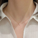 ANENJERY 316L Stainless Steel Zircon Thin Clavicle Necklace
