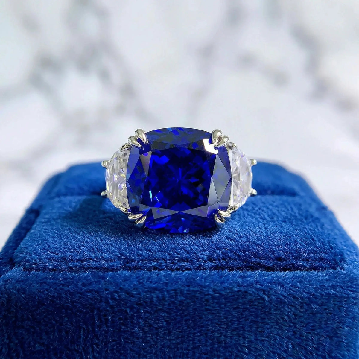 Elegant Royal Blue CZ Cocktail Ring — product image 2