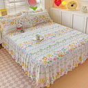 Bonenjoy Bed Skirt Cartoon Style Bed Cover Ruffled Lace