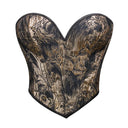 Sexy Women Overbust Corsets Crop Tops Golden Printed Bustiers