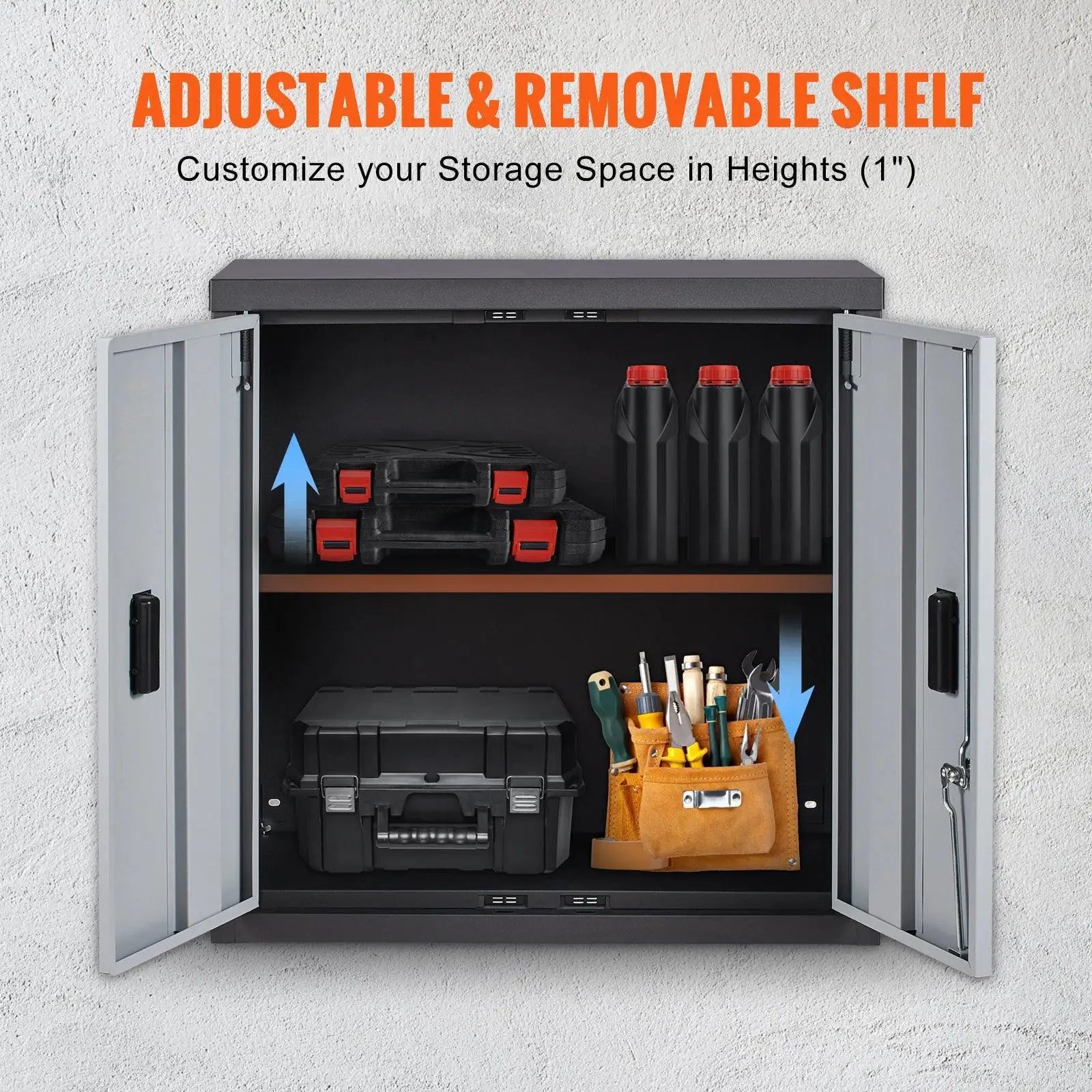 VEVOR Foldable Wall Cabinet Metal Garage Locker Tool Chest